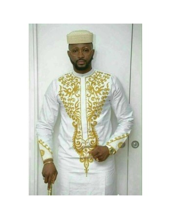 Ensemble Tunique Homme Manche Longue De Couleur Blanche