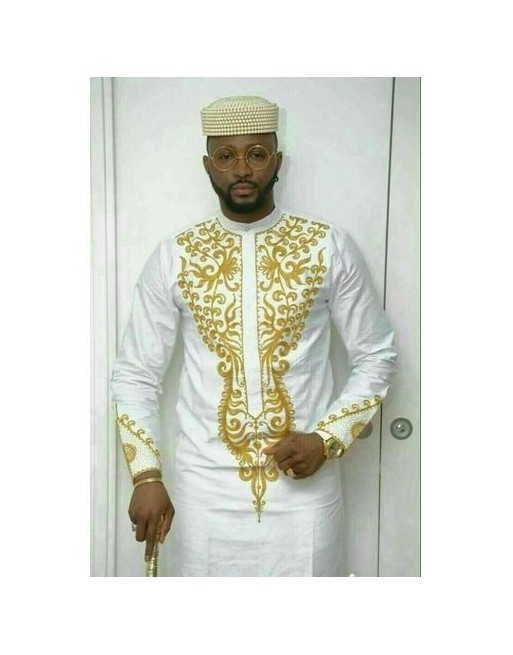 Ensemble Tunique Homme Manche Longue De Couleur Blanche